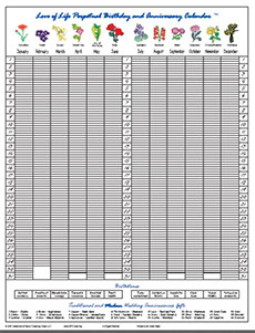 Love of Life Perpetual Birthday and Anniversary Calendar by the Adolescent & Family Counseling Center